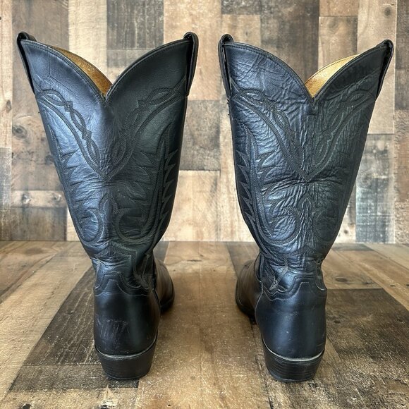 Tony Lama Vintage Classic Black Western Cowboy Boots Mens 10 EE - Picture 9 of 12